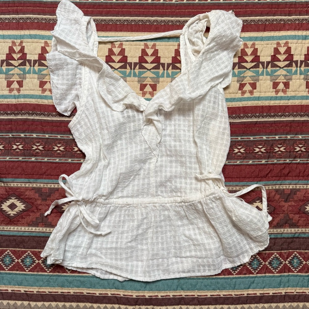 Abercrombie & Fitch White Textured Blouse XS